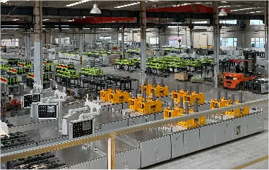 Finished pultrusion machines staged for shipment in the factory hall